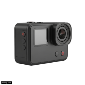 Black action camera on a white background png transparent background