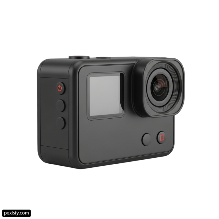 Black action camera on a white background png transparent background