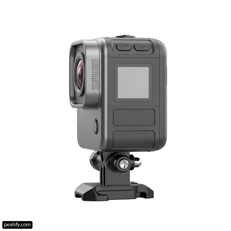 Black action camera on a white background png transparent background