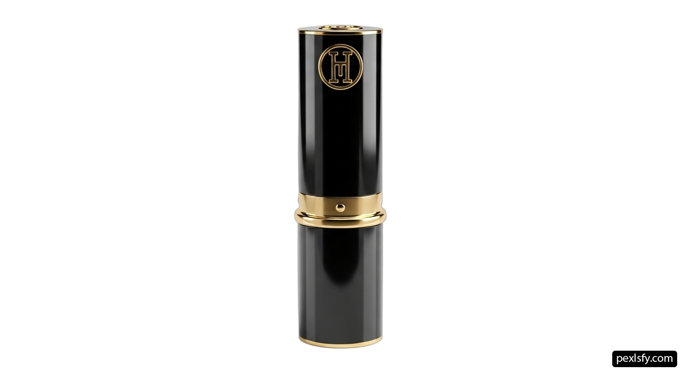 Black and gold lipstick on a white background png transparent background