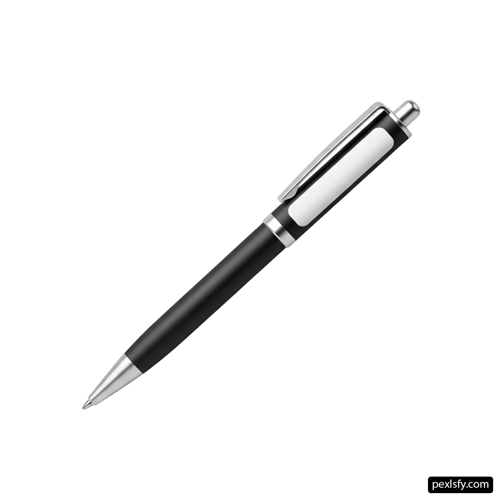 Black and silver pen on a white background png transparent background
