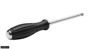 Black and silver screwdriver on a white background png transparent background