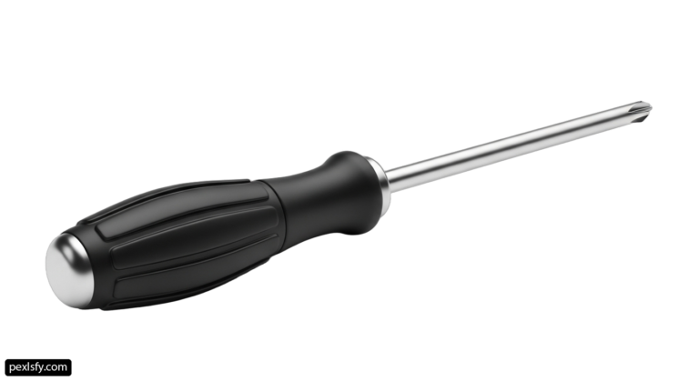 Black and silver screwdriver on a white background png transparent background