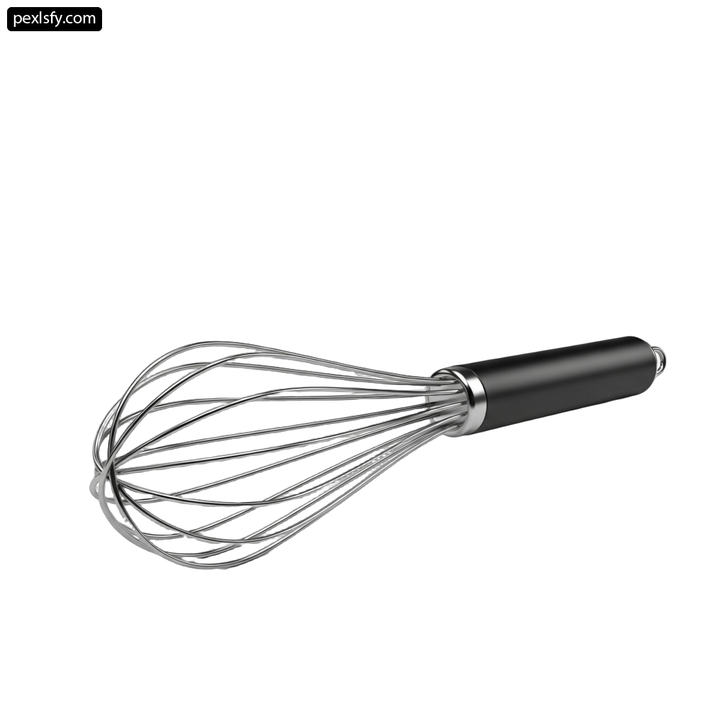 Black and silver whisk on a white background png transparent background
