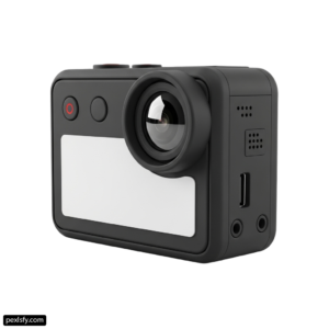 Black and white action camera on a white background png transparent background