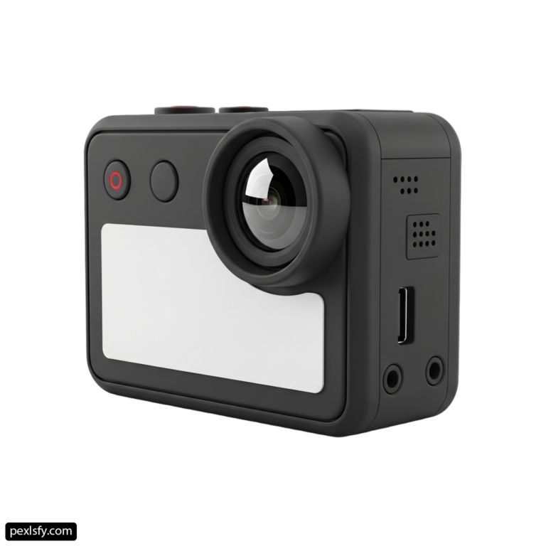 Black and white action camera on a white background png transparent background
