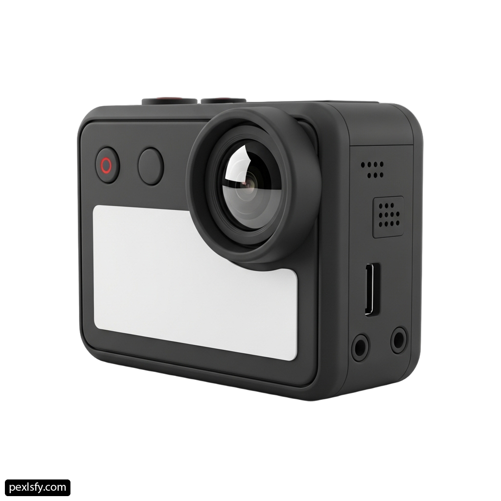 Black and white action camera on a white background png transparent background