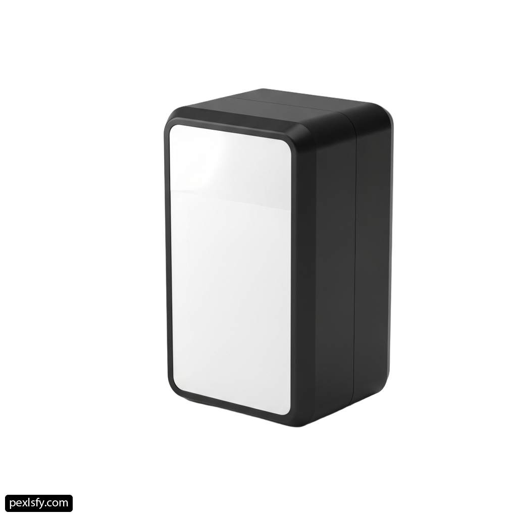 Black and white box with a mirror on it png transparent background