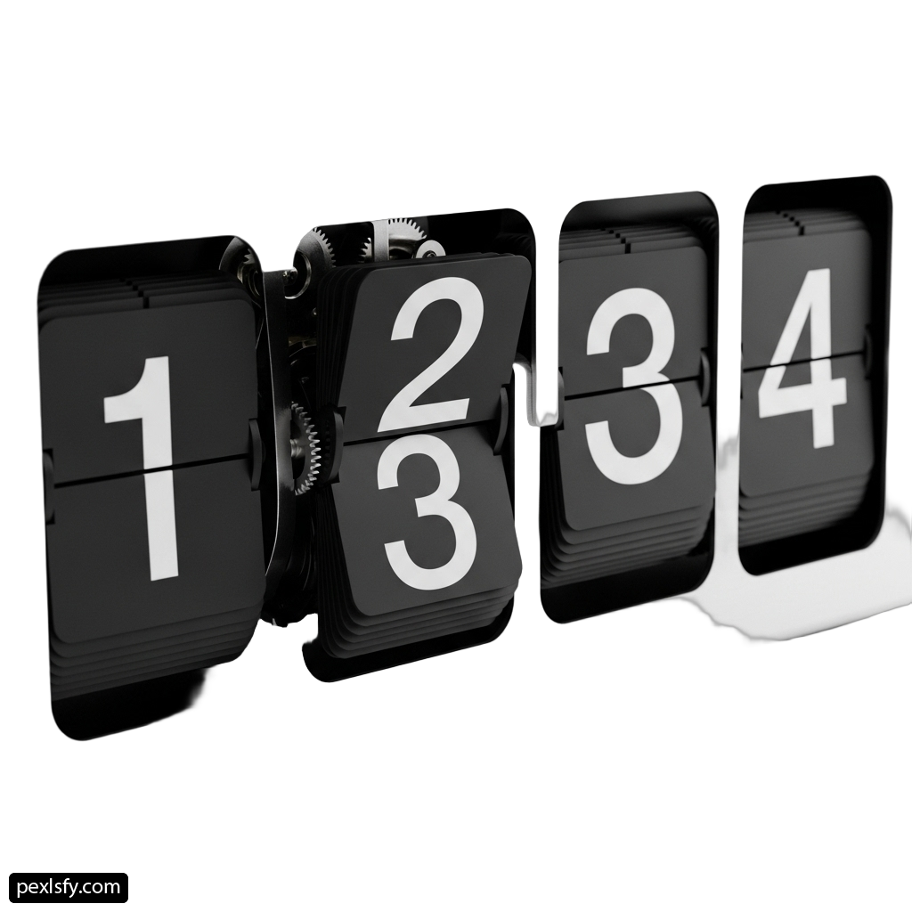 Black and white clock with the numbers 1, 2, 3, 4, 5, 6, 7, 8, 9, 10, 11, 12, 13, 14, 15, 16 png transparent background