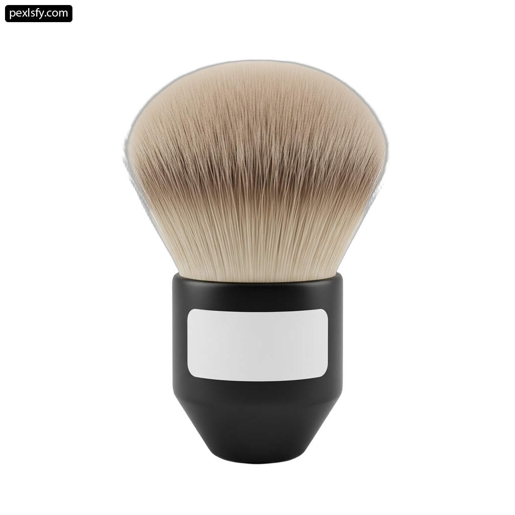 Black and white makeup brush on a white background png transparent background