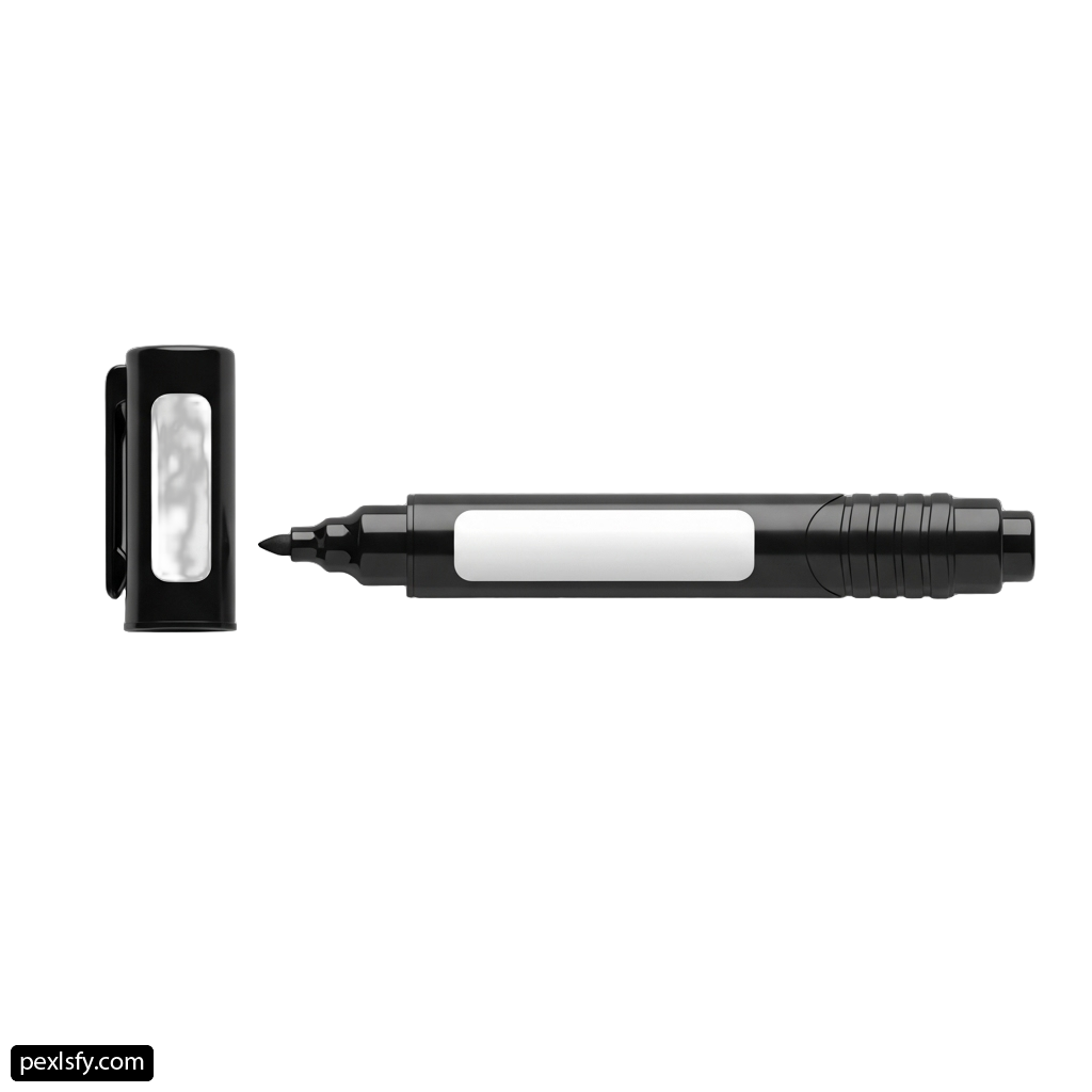 Black and white pen with a black tip png transparent background