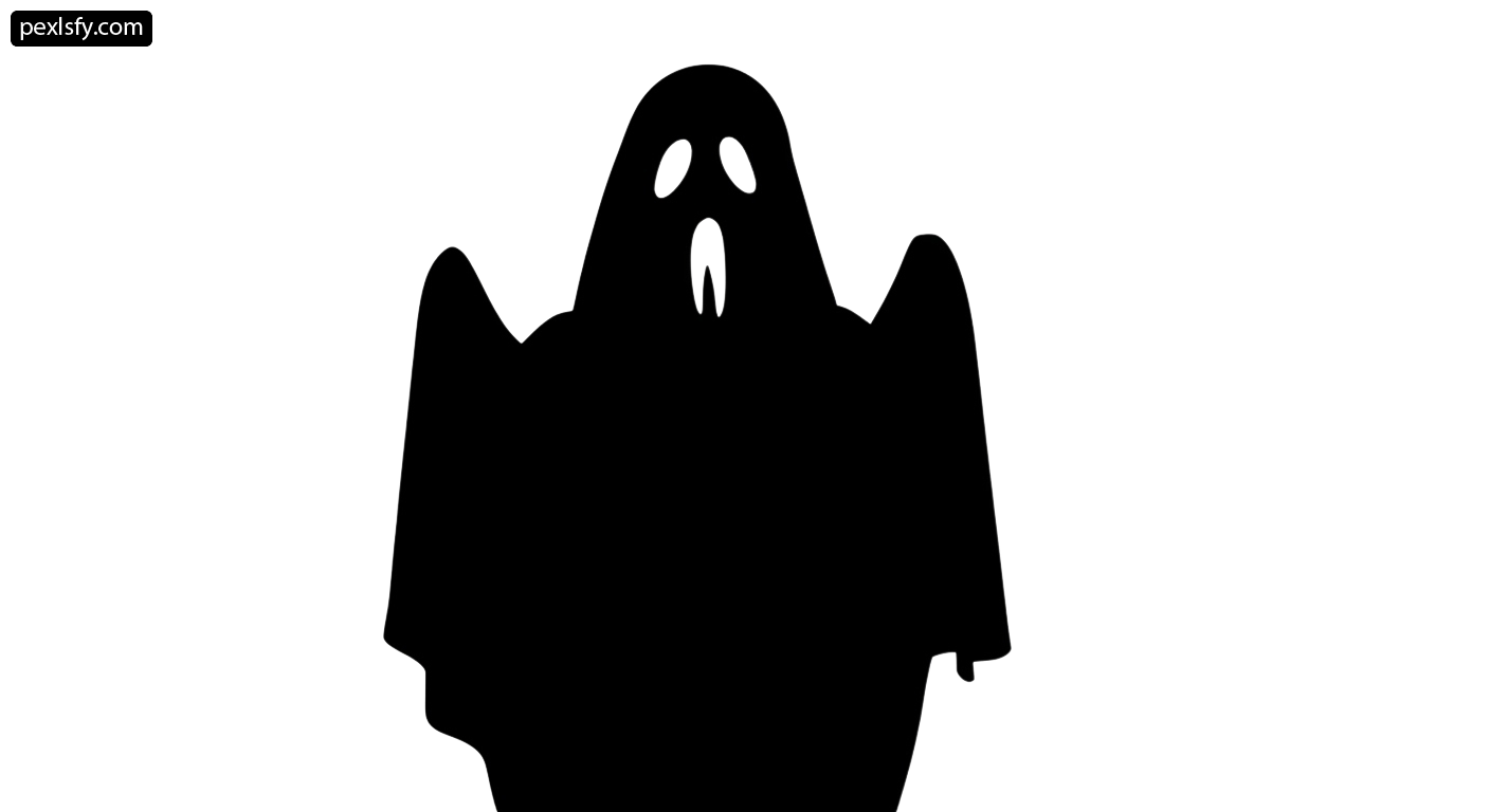 Black and white silhouette of a ghost png transparent background