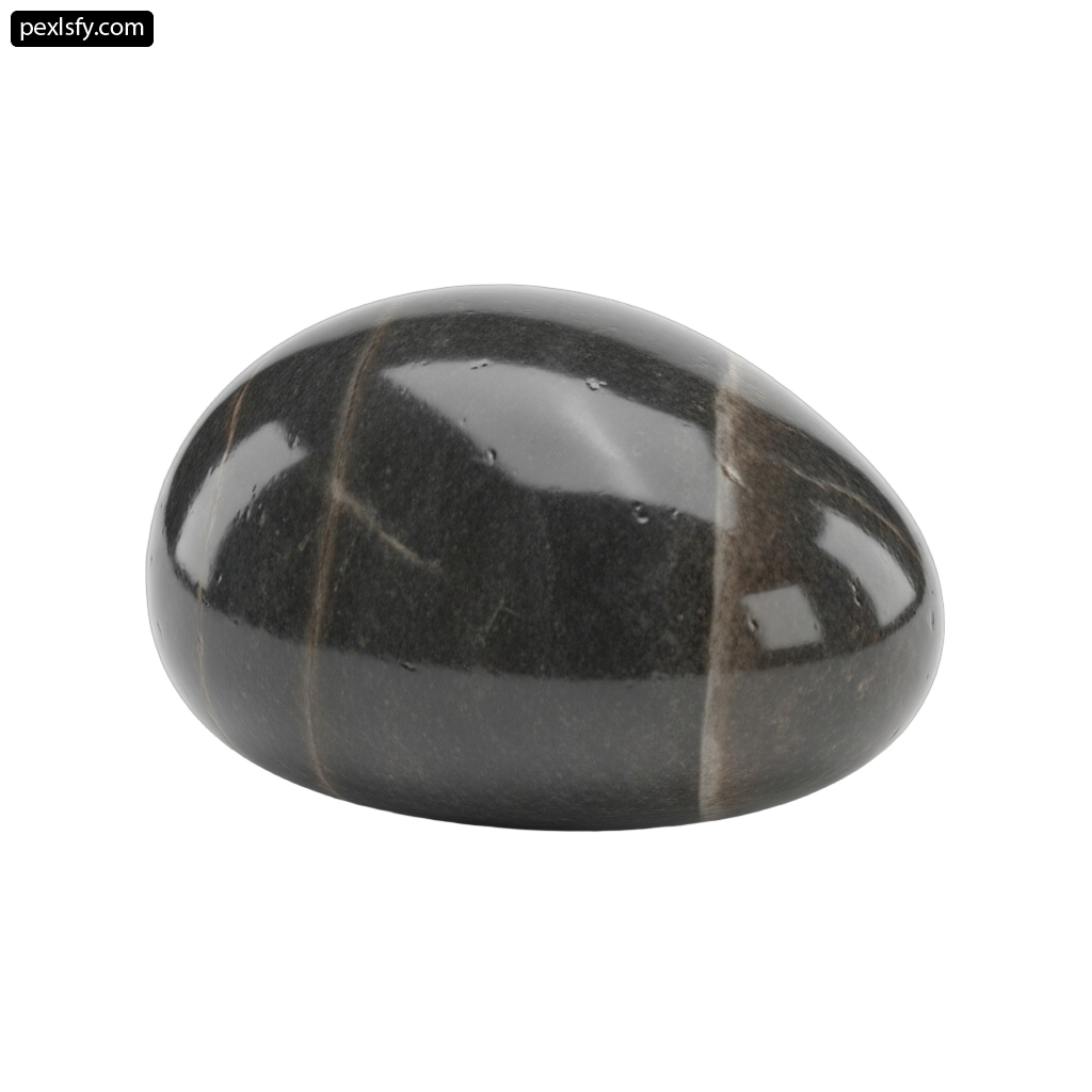Black and white striped stone on a white background png transparent background