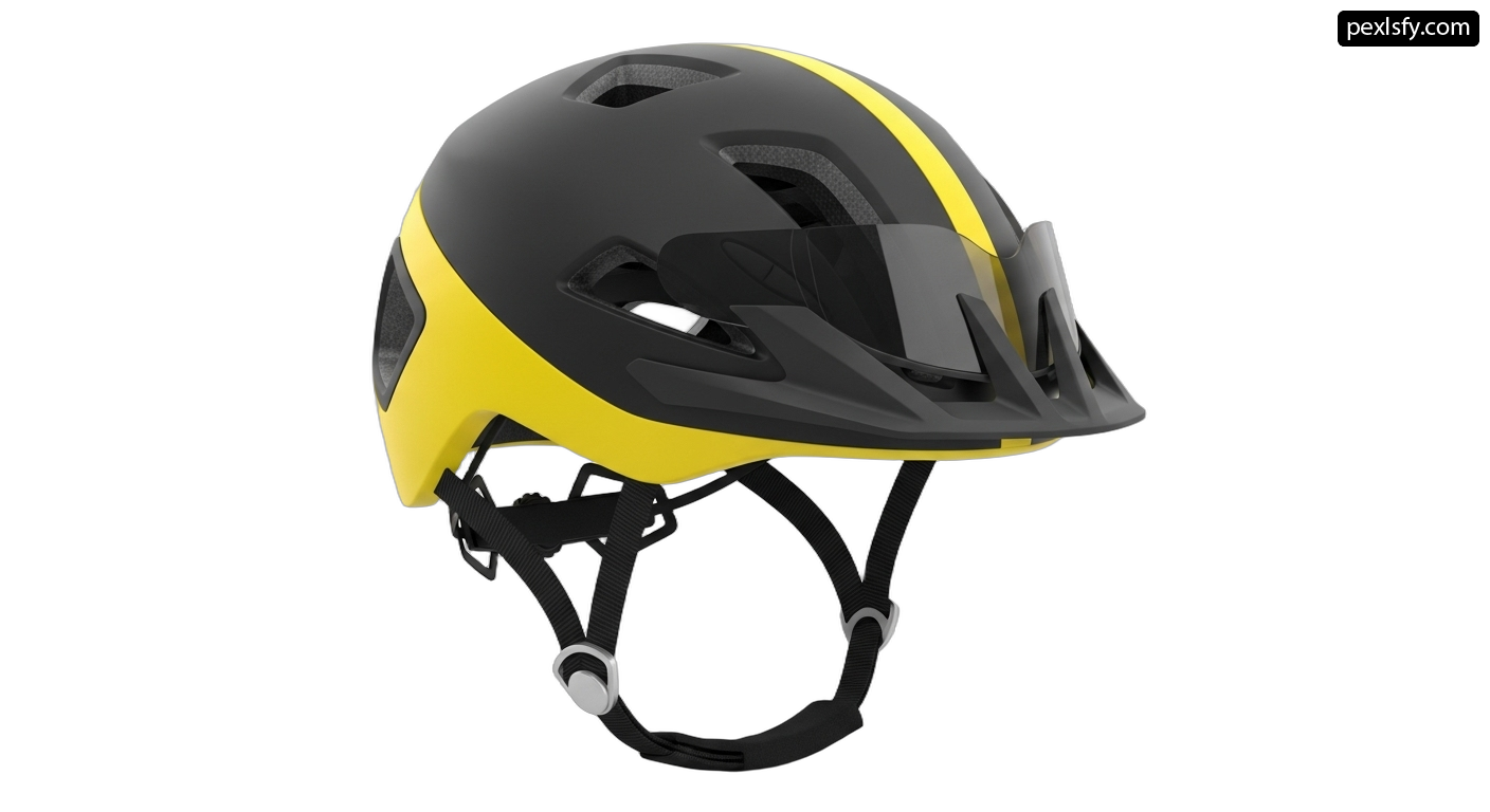 Black and yellow helmet on a white background png transparent background