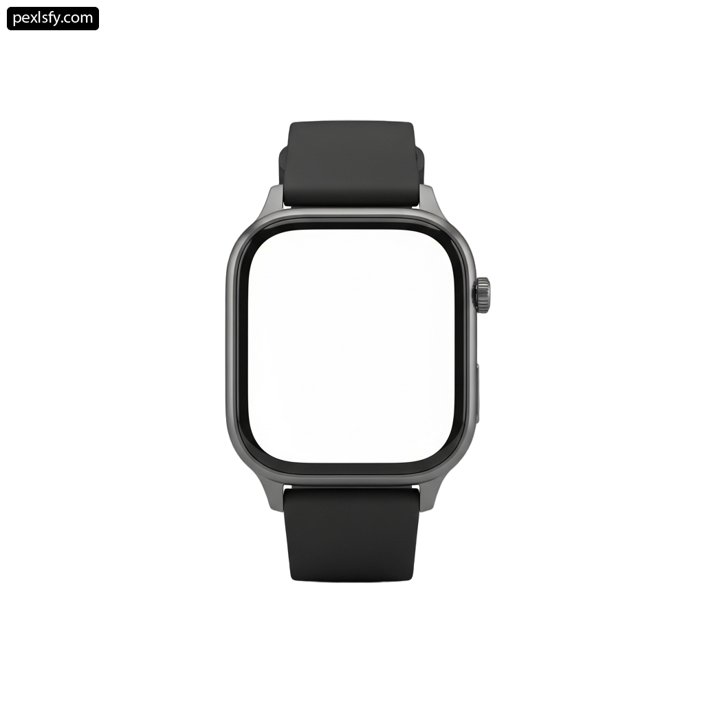 Black apple watch on a white background png transparent background