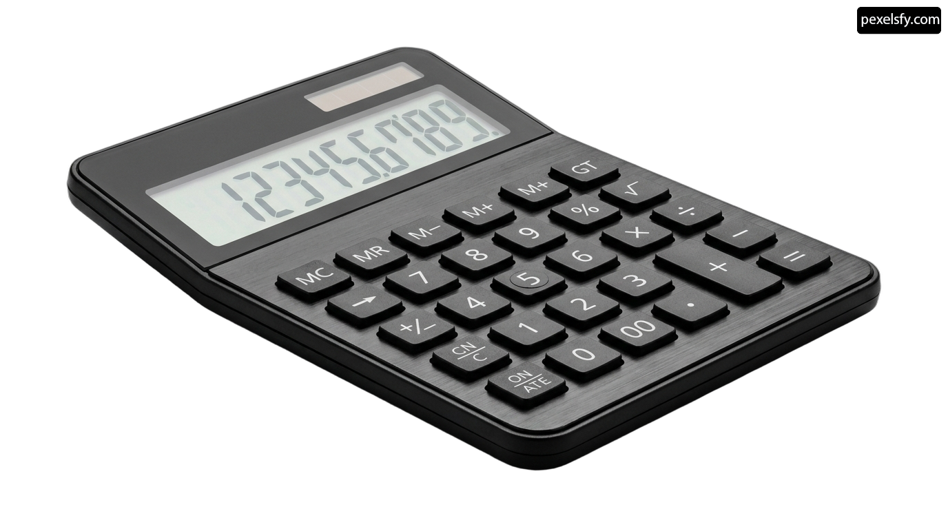 Black calculator on a white background png transparent background