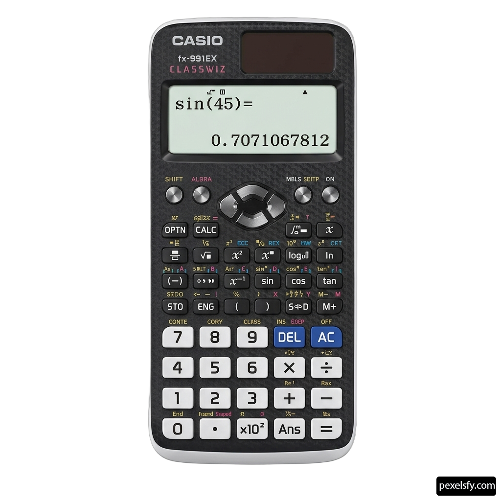 Black calculator with a white background png transparent background