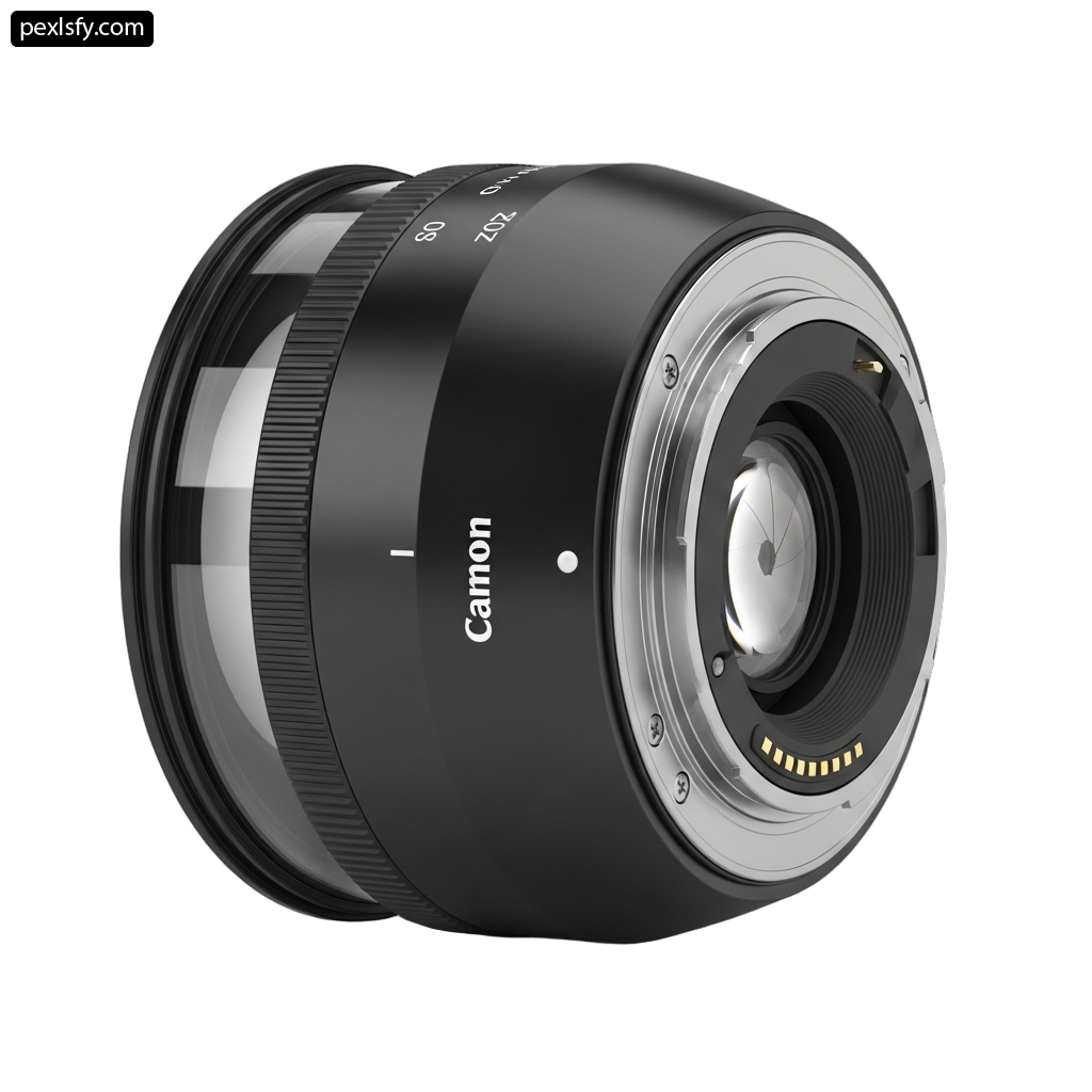 Black camera lens on a white background png transparent background