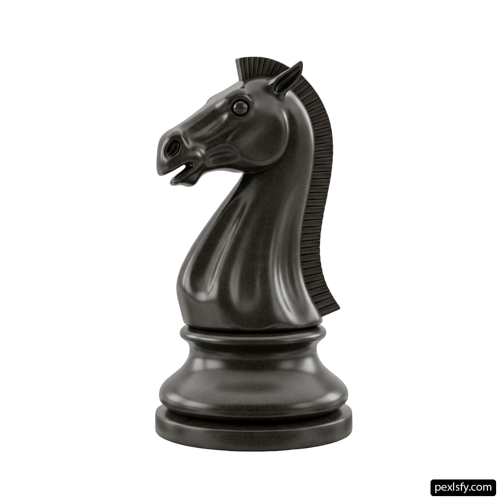 Black chess piece with a horse head on it png transparent background