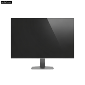 Black computer monitor on a white background png transparent background
