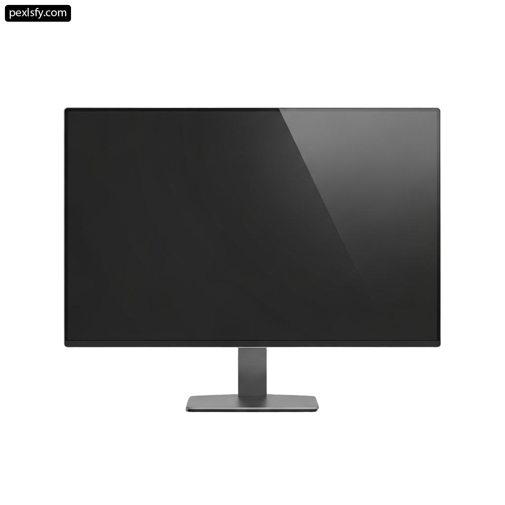 Black computer monitor on a white background png transparent background