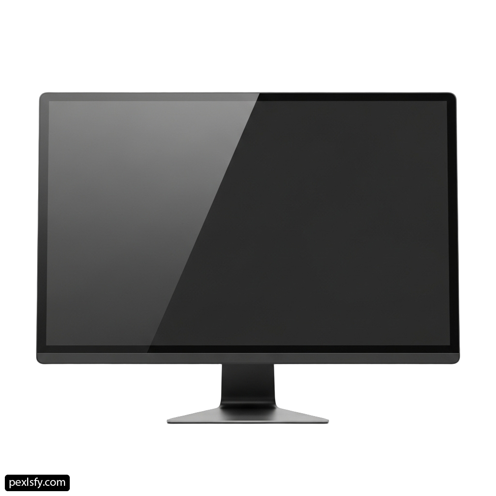 Black computer monitor on a white background png transparent background