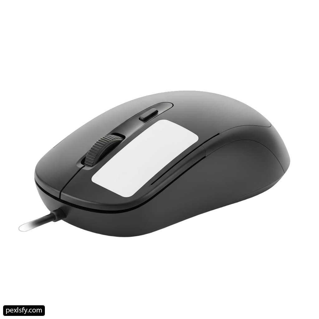 Black computer mouse on a white background png transparent background