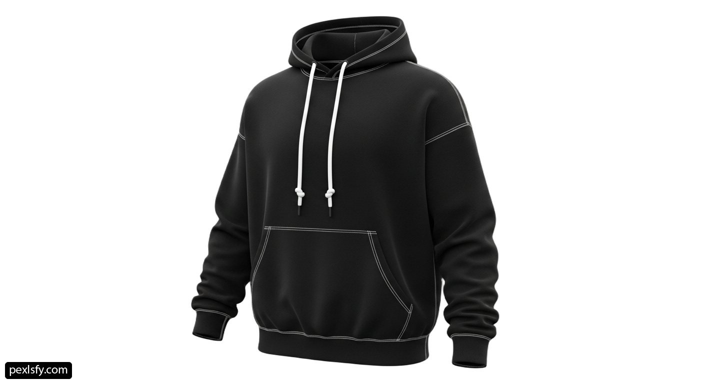 Black hooded sweatshirt with a white hoodie on it png transparent background