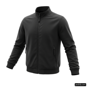 Black jacket with a zipper on the front png transparent background