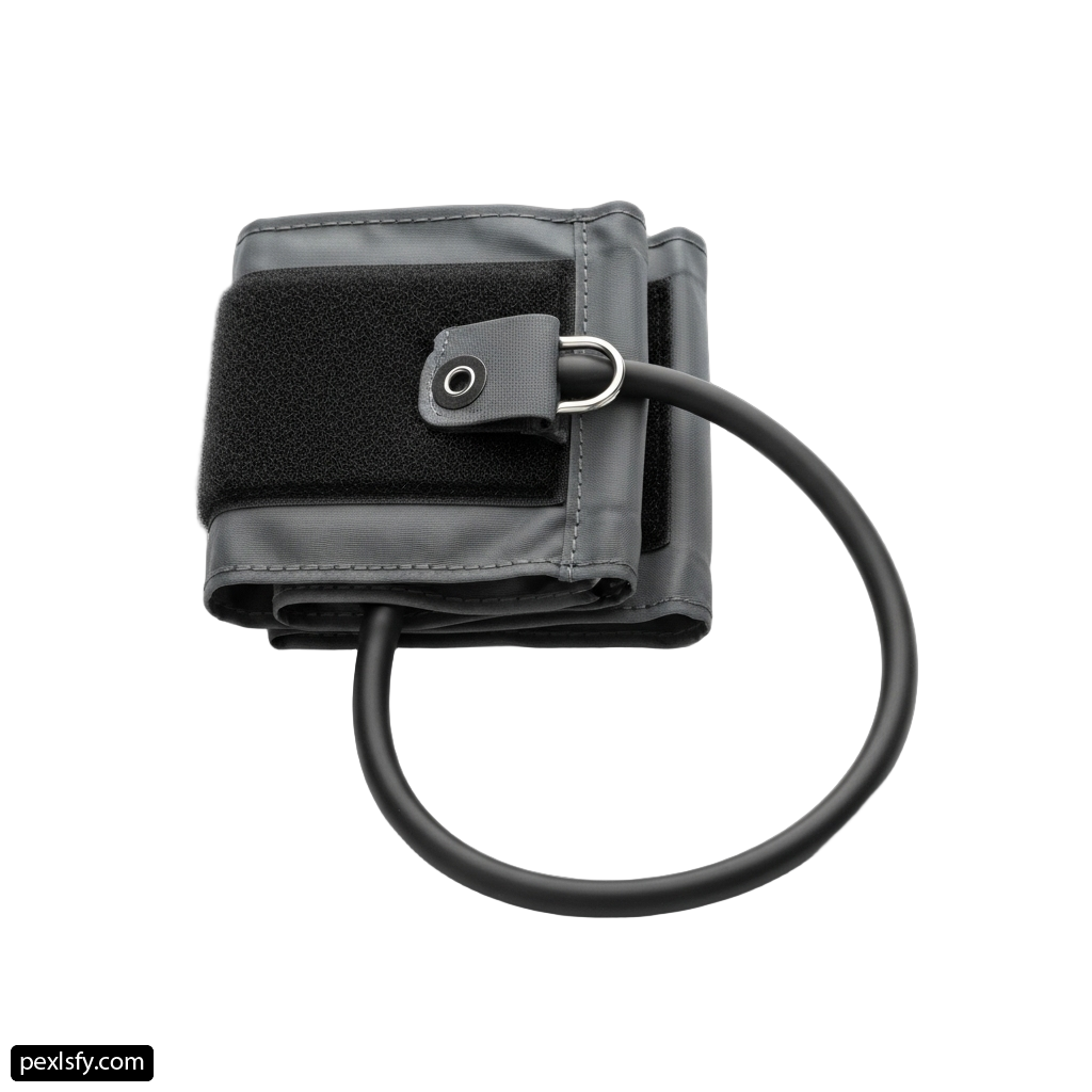 Black leather case with a metal ring on it png transparent background