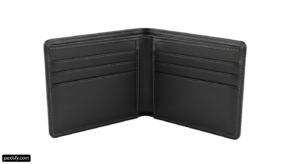 Black leather wallet on a white background png transparent background