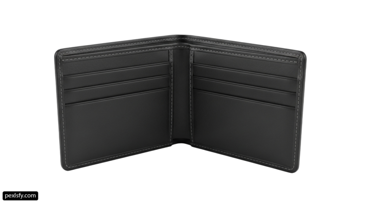 Black leather wallet on a white background png transparent background
