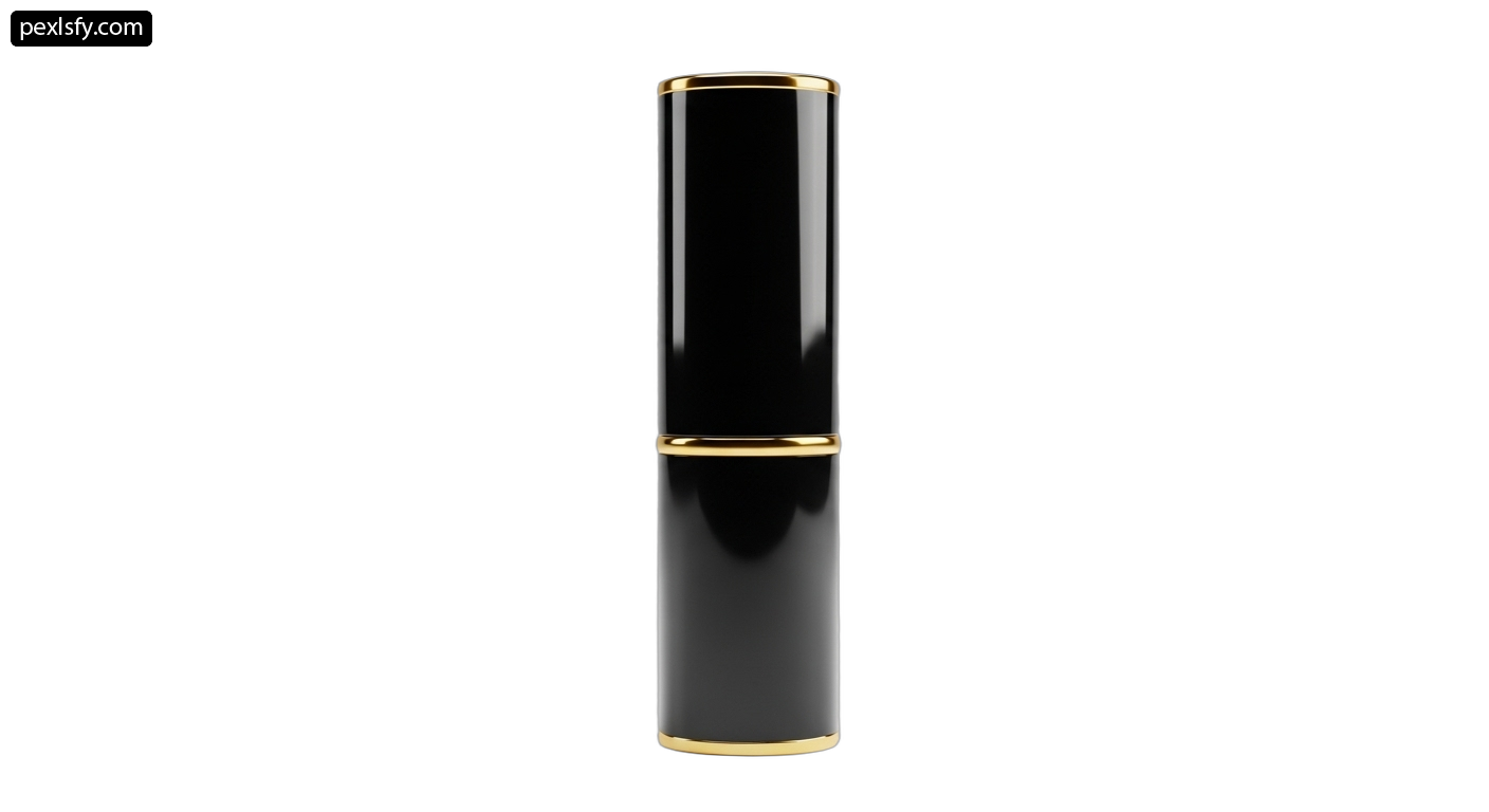 Black lipstick with a gold rim on a white background png transparent background