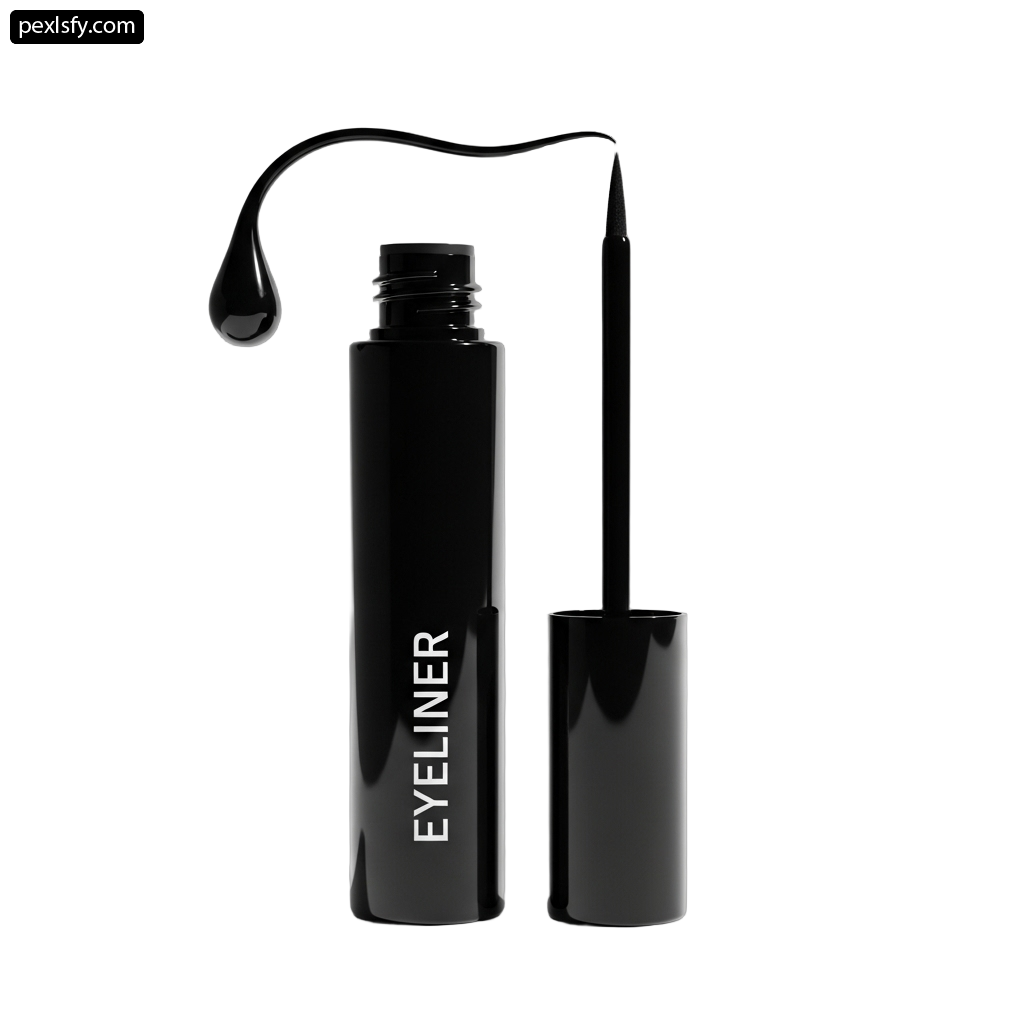 Black liquid eyeliner on a white background png transparent background