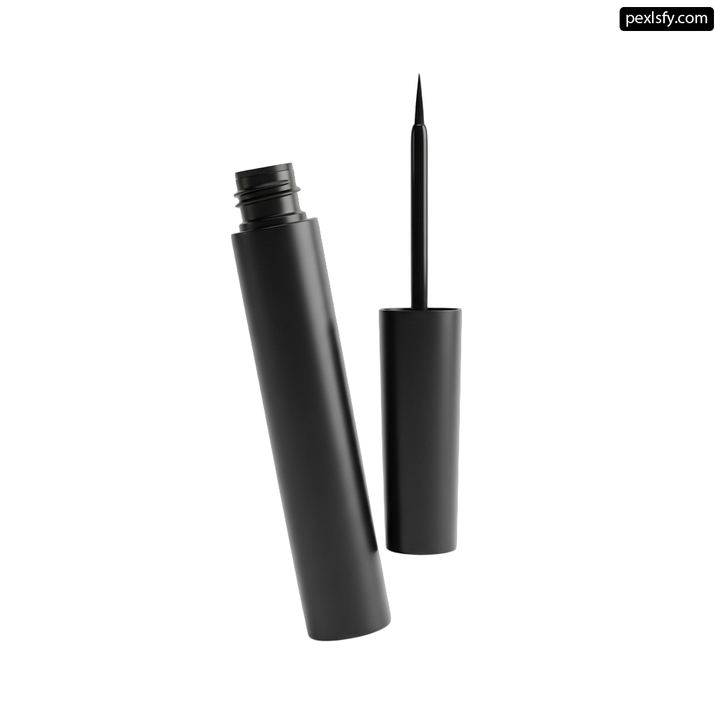 Black liquid eyeliner on a white background png transparent background