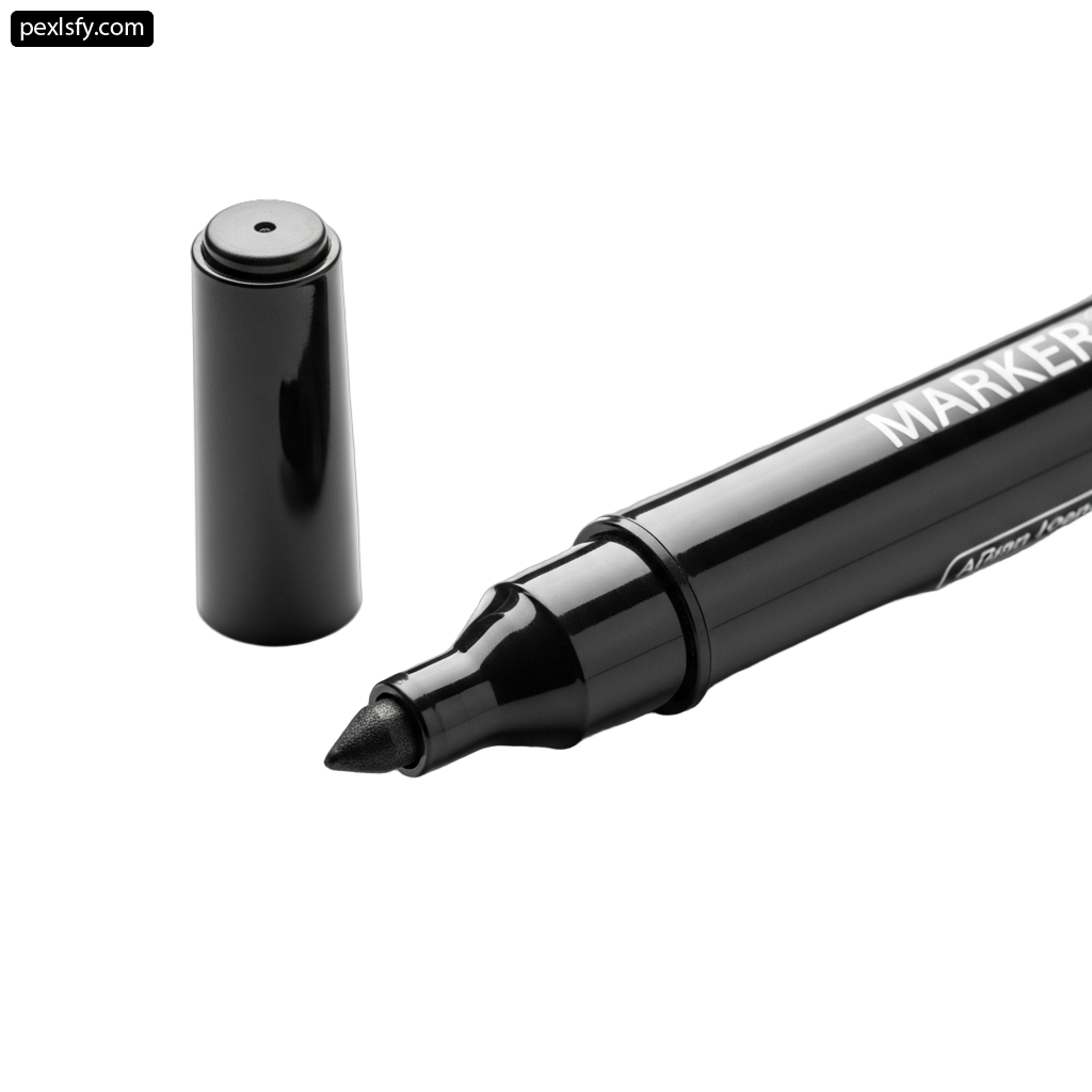 Black marker with a black tip on a white background png transparent background