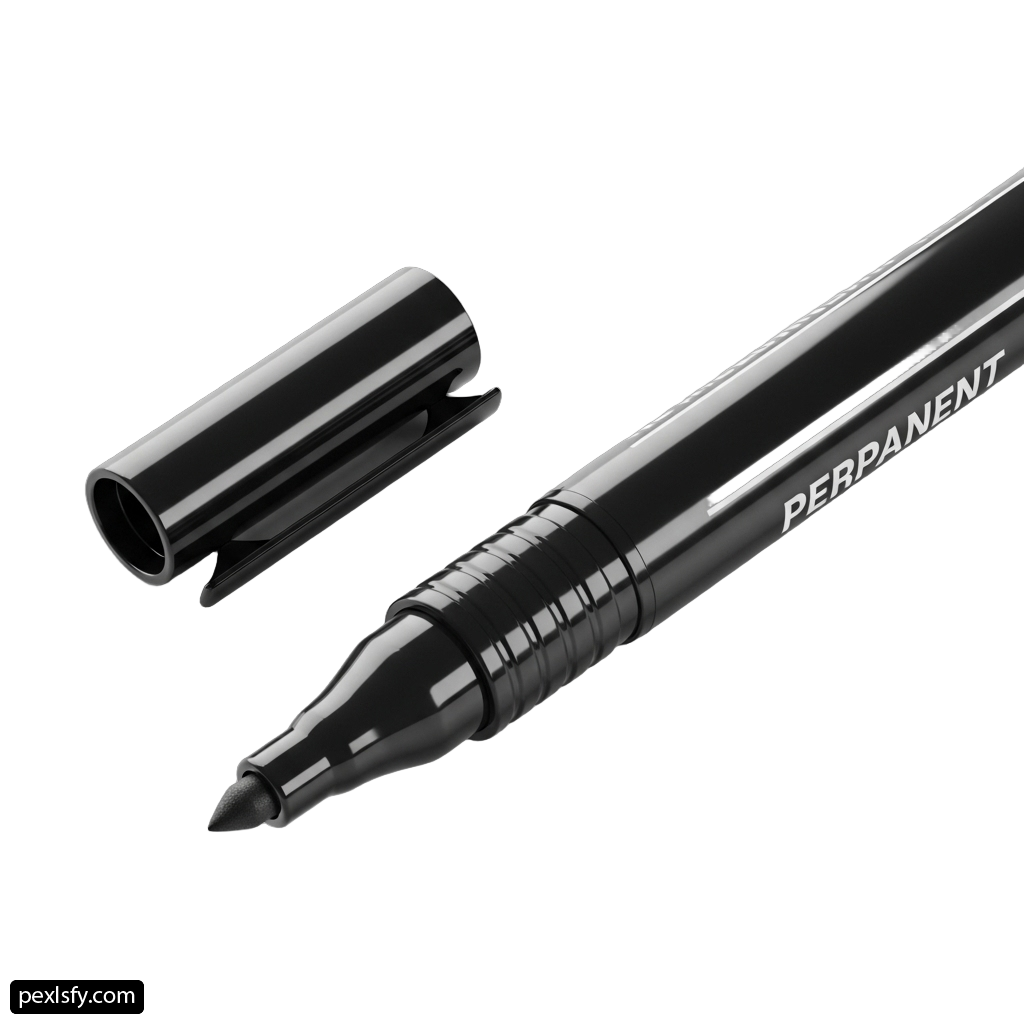 Black pen with a black tip on a white background png transparent background