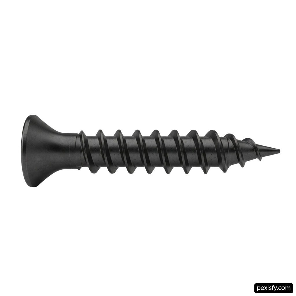 Black screw on a white background png transparent background