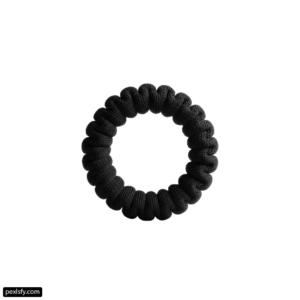 Black scrunchy hair tie on a white background png transparent background