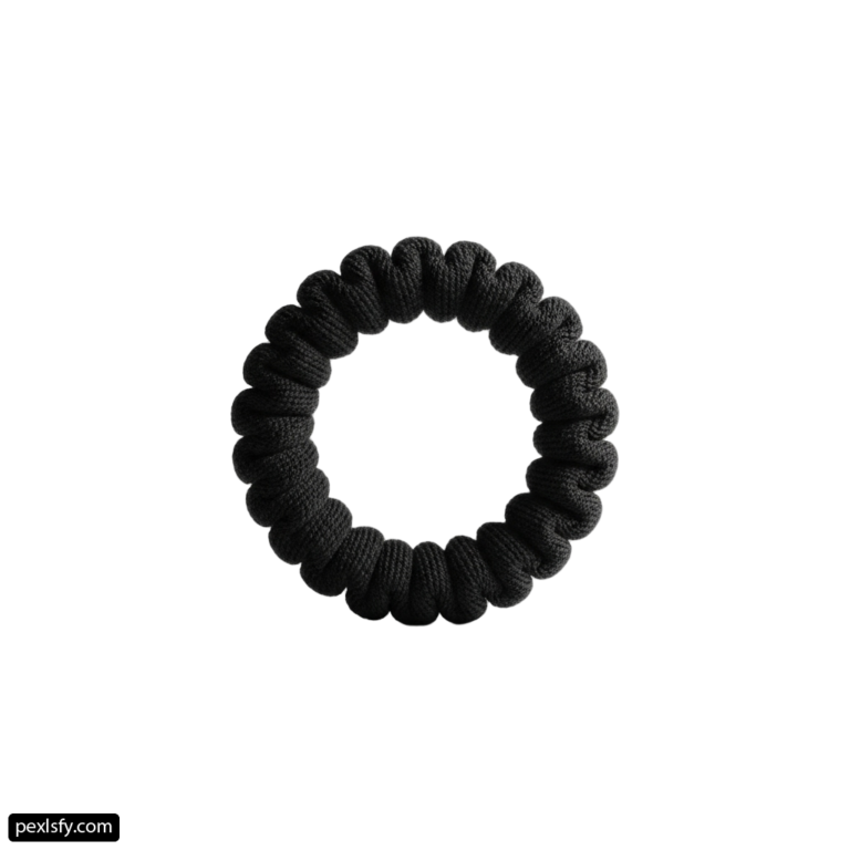 Black scrunchy hair tie on a white background png transparent background
