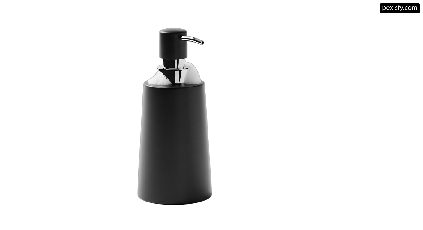Black soap dispenser on a white background png transparent background
