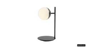 Black table lamp with a white light on it png transparent background