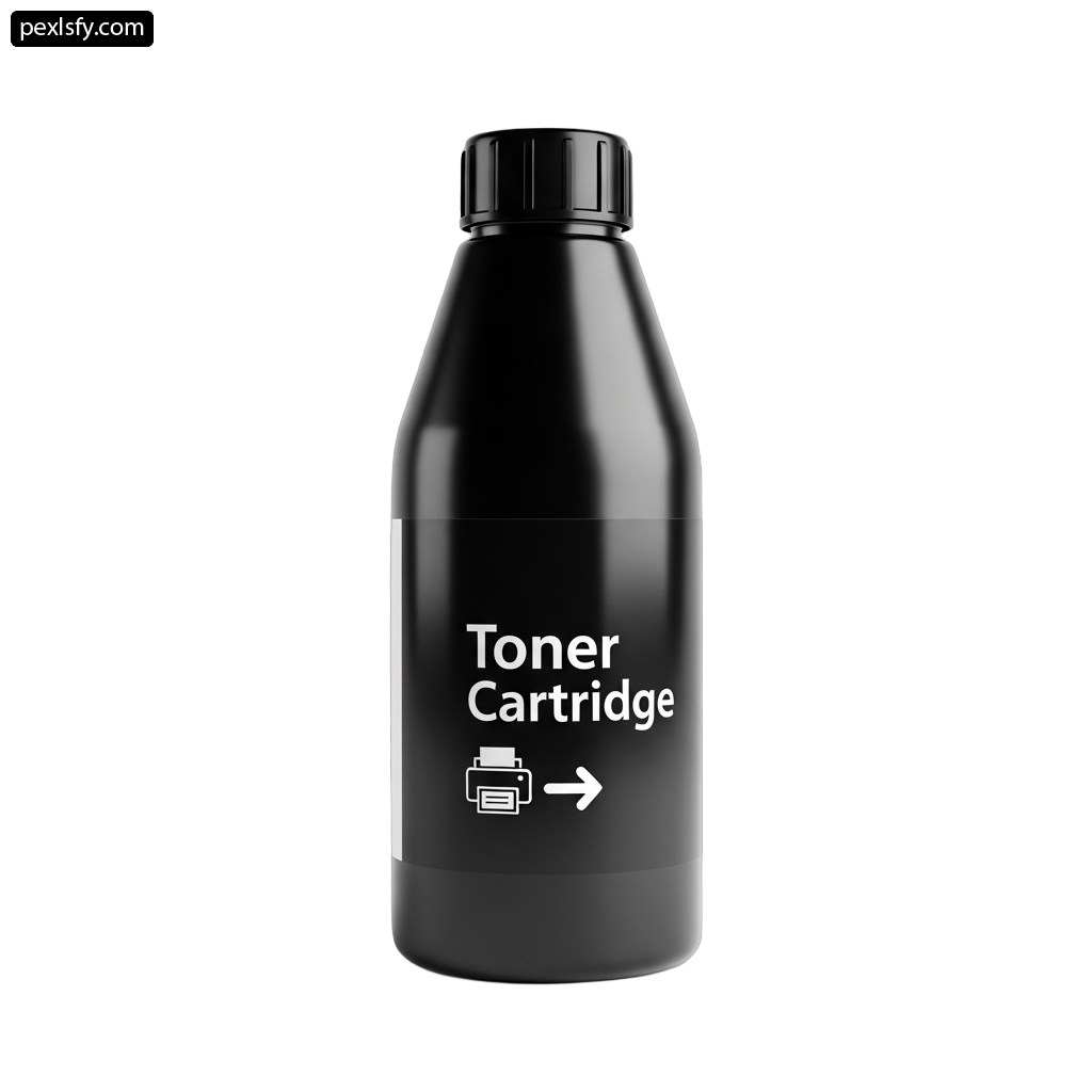 Black toner cartridge on a white background png transparent background