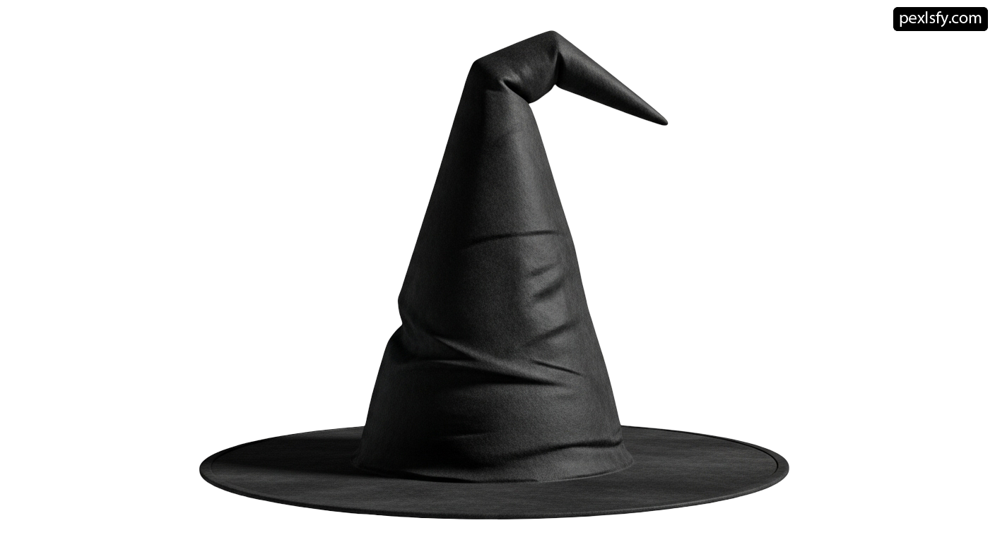 Black witch hat on a white background png transparent background