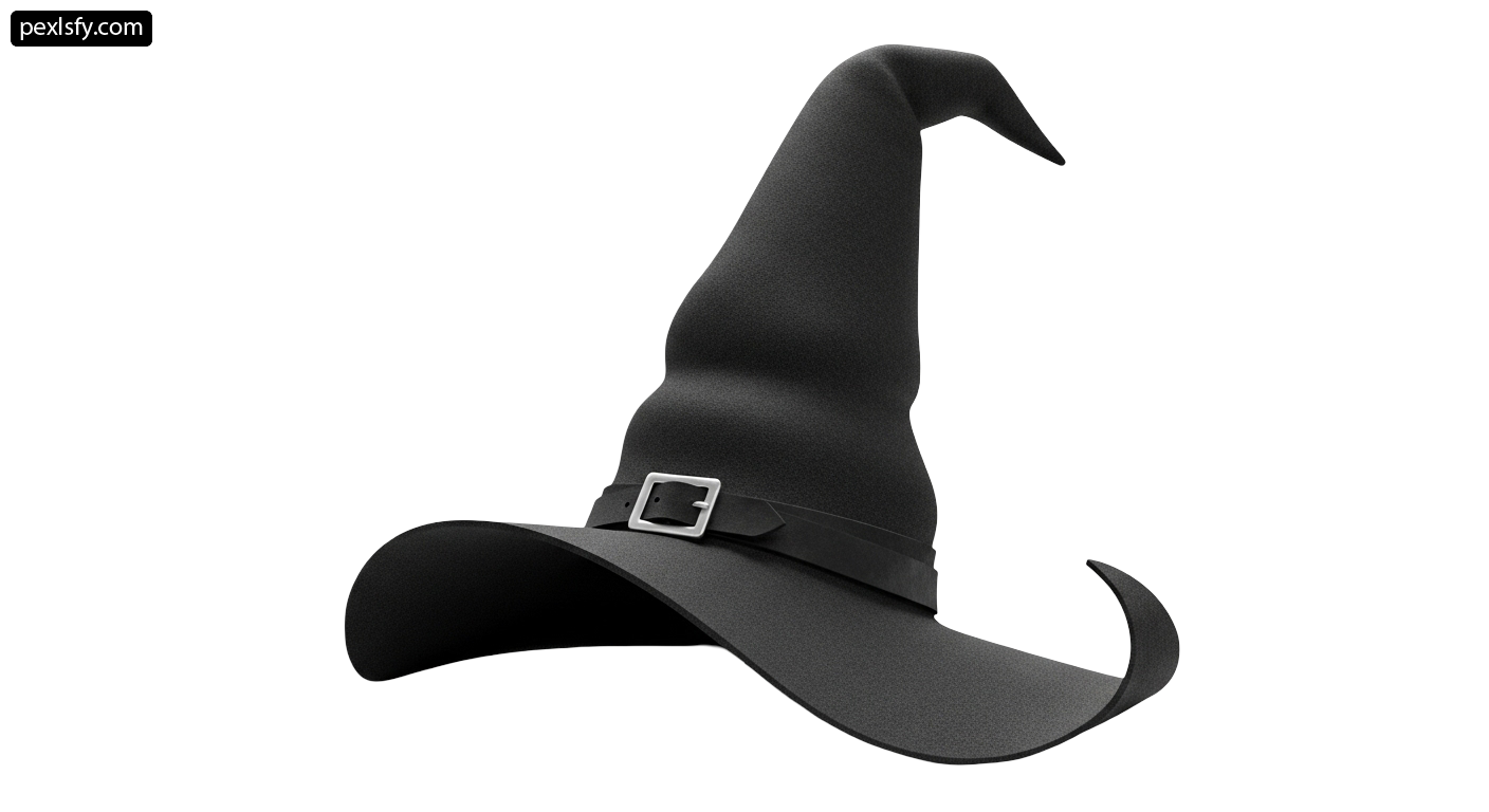 Black witch hat with a buckle on it png transparent background
