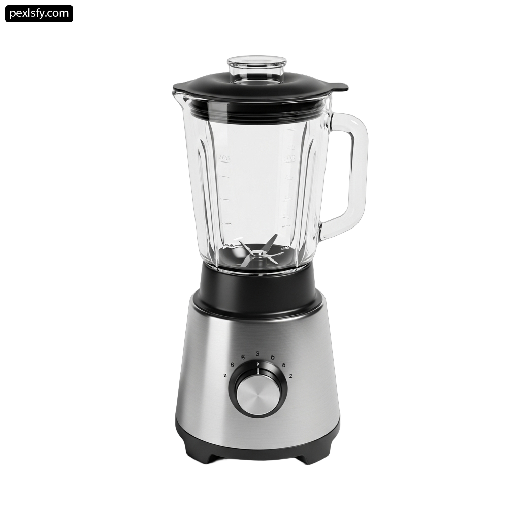 Blender with a glass jar on top of it png transparent background