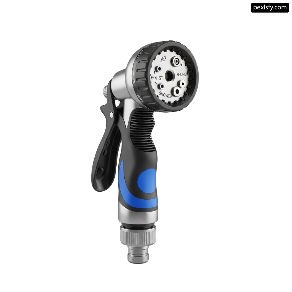 Blue and black spray gun on a white background png transparent background