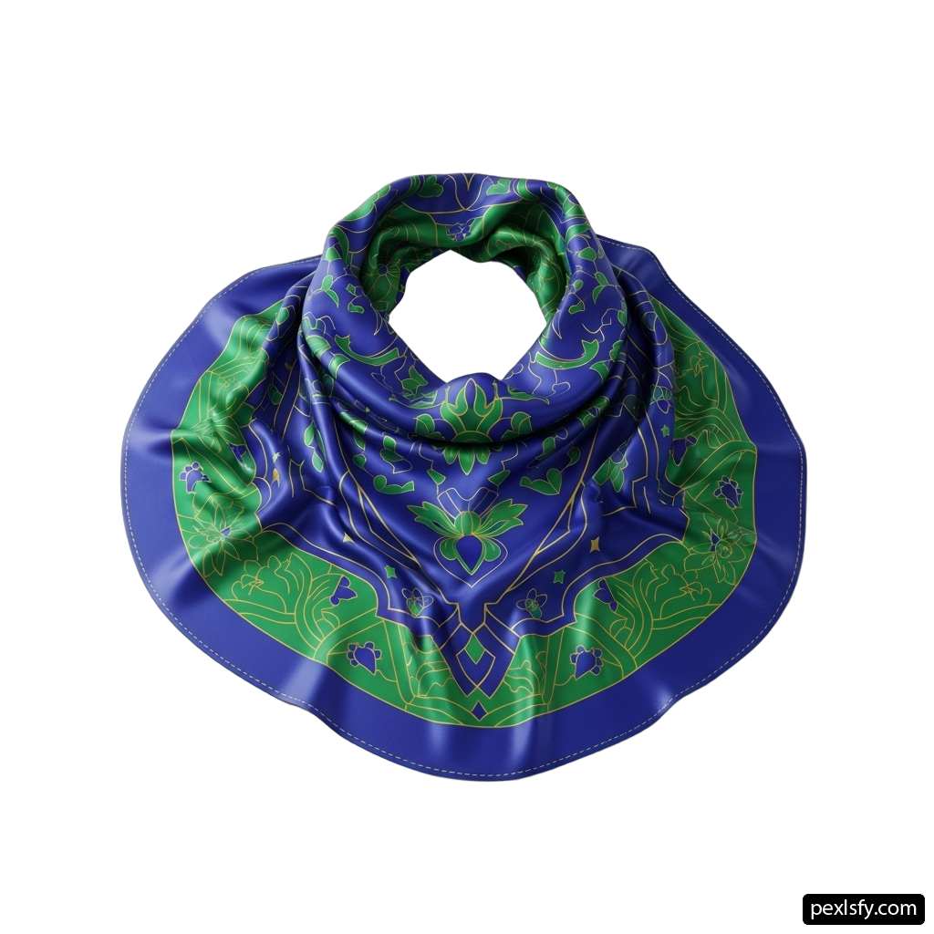 Blue and green bandana with a pattern on it png transparent background
