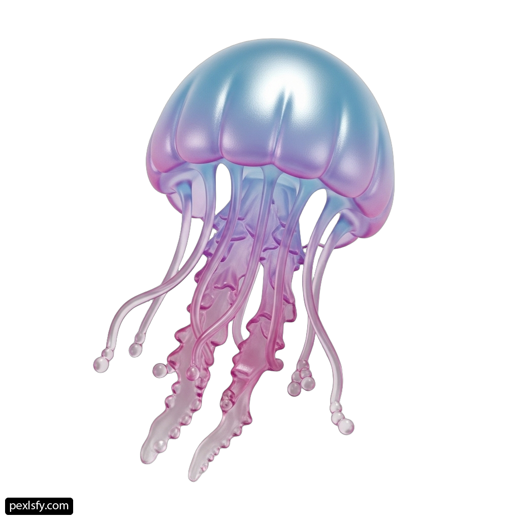 Blue and purple jellyfish on a white background png transparent background