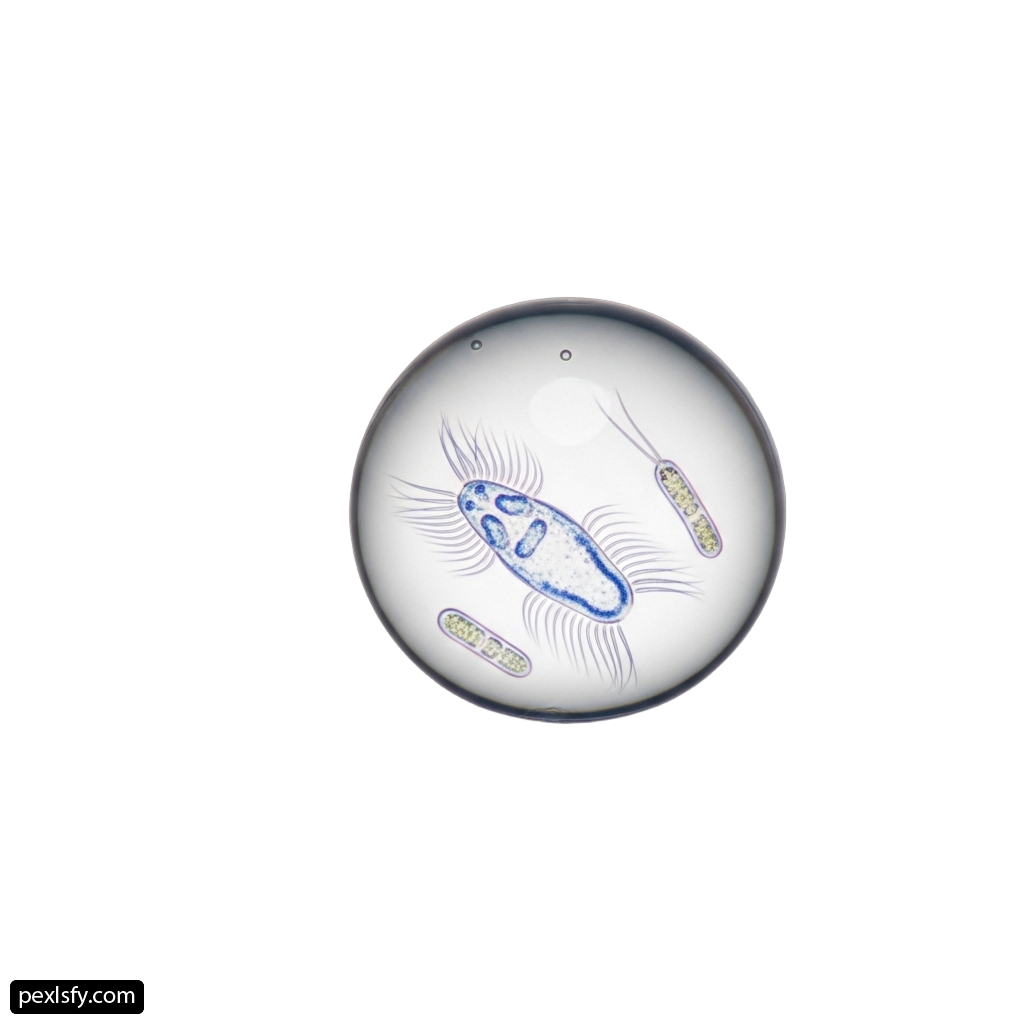 Blue and white illustration of a bacterium on a white background png transparent background